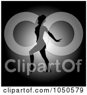 Royalty Free RF Clip Art Illustration Of A Silhouetted Female Jazz Dancer In The Spotlight