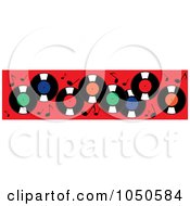 Royalty Free RF Clip Art Illustration Of A Horizontal Banner Of Record Albums And Music Notes On Red by Pams Clipart