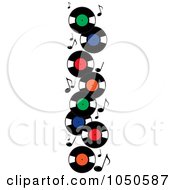 Royalty Free RF Clip Art Illustration Of A Vertical Banner Of Record Albums And Music Notes