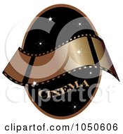 Poster, Art Print Of Gold Film Strip And The Word Cinema On A Black Starry Oval