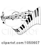 Poster, Art Print Of Wavy Keyboard With Music Notes