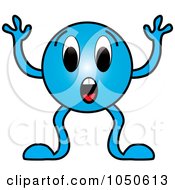 Royalty Free RF Clip Art Illustration Of A Surprised Blue Creature by Pams Clipart