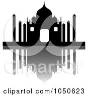 Royalty Free RF Clip Art Illustration Of The Silhouetted Taj Mahal And Reflection by Pams Clipart