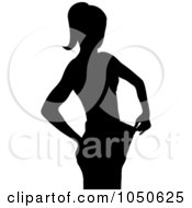 Royalty Free RF Clip Art Illustration Of A Silhouetted Woman Showing Her Weight Loss Success In Big Pants by Pams Clipart #COLLC1050625-0007