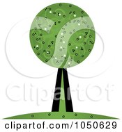 Poster, Art Print Of Retro Tree With Swirl Foliage