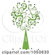 Royalty Free RF Clip Art Illustration Of A Green Swirly Foliage Tree With Black Flowers by Pams Clipart #COLLC1050630-0007
