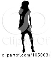 Royalty Free RF Clip Art Illustration Of A Sexy Silhouetted Woman Posing In A Dress 2