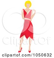 Royalty Free RF Clip Art Illustration Of A Sexy Blond Wmoan Posing In A Red Dress by Pams Clipart