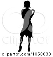 Royalty Free RF Clip Art Illustration Of A Sexy Silhouetted Woman Posing In A Dress 1
