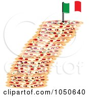 Leaning Tower Of Pizza Topped With An Italian Flag