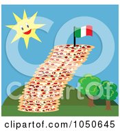Leaning Tower Of Pizza And Italian Flag