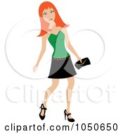 Poster, Art Print Of Young Red Haired Woman In A Tank Top And Skirt