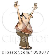 Royalty Free RF Clip Art Illustration Of A Hippie Man In A Vest Holding Up His Hands by djart