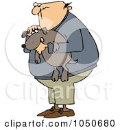 Royalty Free RF Clip Art Illustration Of A Man Holding His Dog