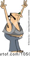 Royalty Free RF Clip Art Illustration Of A Hippie Man In A Vest Holding Up Peace Hands