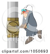 Poster, Art Print Of Worker Trying To Adjust A Pipe With A Small Wrench