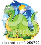 Royalty Free RF Clip Art Illustration Of A Brontosaurus Logo