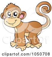 Royalty Free RF Clip Art Illustration Of A Monkey With A Curled Tail