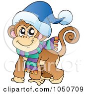 Royalty Free RF Clip Art Illustration Of A Monkey Wearing Winter Gear