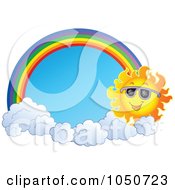 Poster, Art Print Of Summer Sun With Clouds And A Rainbow Framing Blue Sky