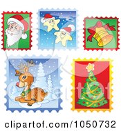 Digital Collage Of Christmas Postage Stamps - 2