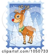 Poster, Art Print Of Christmas Postage Stamp Of Rudolph