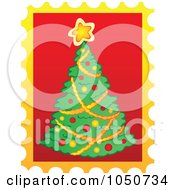 Poster, Art Print Of Christmas Postage Stamp Of A Christmas Tree