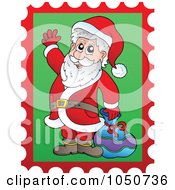 Christmas Postage Stamp Of Santa Waving