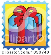 Poster, Art Print Of Christmas Postage Stamp Of A Gift