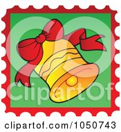 Poster, Art Print Of Christmas Postage Stamp Of A Jingle Bell