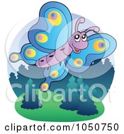 Royalty Free RF Clip Art Illustration Of A Flying Butterfly Logo