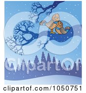 Royalty Free RF Clip Art Illustration Of Two Birds On A Winter Branch