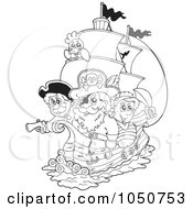 Poster, Art Print Of Coloring Page Of Pirates On A Ship