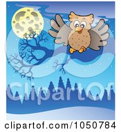 Royalty Free RF Clip Art Illustration Of An Owl Perched On A Bare Winter Branch