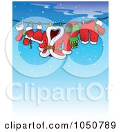 Poster, Art Print Of Santas Laundry Drying On A Clothesline Over Blue