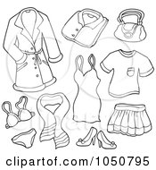 Poster, Art Print Of Coloring Page Of A Digital Collage Of Female Clothing Items