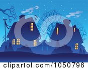 Royalty Free RF Clip Art Illustration Of A Background Of A Winter Village At Dusk