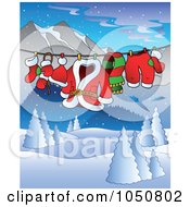 Poster, Art Print Of Santas Clothes On A Line Over A Winter Landscape