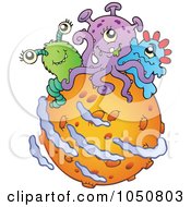 Royalty Free RF Clip Art Illustration Of Happy Aliens On A Planet by visekart