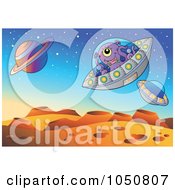 Poster, Art Print Of Ufos Flying Over A Foreign Planet Landscape
