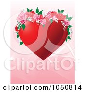 Poster, Art Print Of Valentines Day Background Of A Red Floral Heart Over Pink