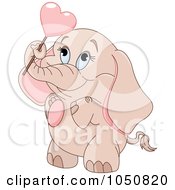 Poster, Art Print Of Cute Valentine Elephant Holding A Heart