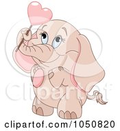Royalty Free RF Clip Art Illustration Of A Cute Valentine Elephant Holding A Heart