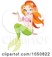 Royalty Free RF Clip Art Illustration Of A Red Haired Mermaid Presenting by yayayoyo