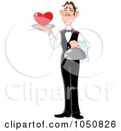 Royalty Free RF Clip Art Illustration Of A Butler Serving A Heart