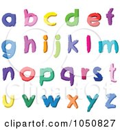 Poster, Art Print Of Digital Collage Of Colorful Abc Alphabet Letters In Lowercase