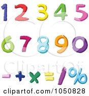 Poster, Art Print Of Digital Collage Of Colorful Math Number Digits And Symbols