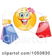 Royalty Free RF Clip Art Illustration Of A Female Shopping Emoticon