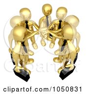 Royalty Free RF Clip Art Illustration Of A 3d Gold Man Business Team