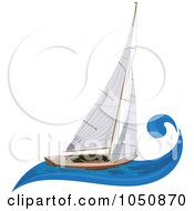 Poster, Art Print Of Sailboat On A Blue Wave